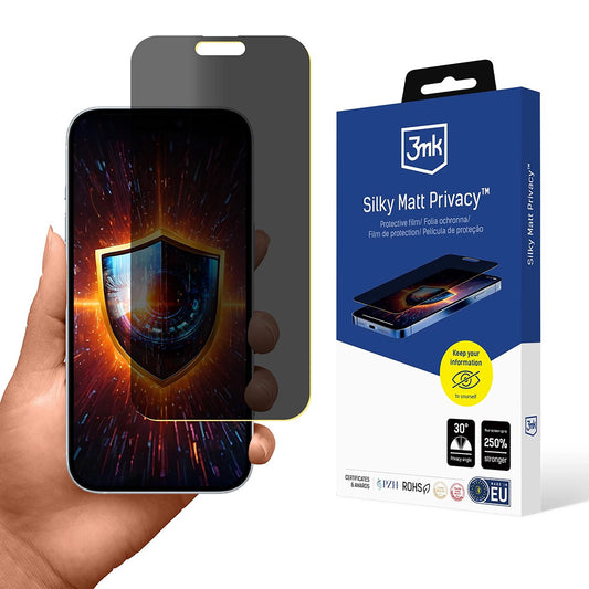 Matte Privacy Screen Protector 3MK Silky for Apple iPhone 17 Pro, Plastic