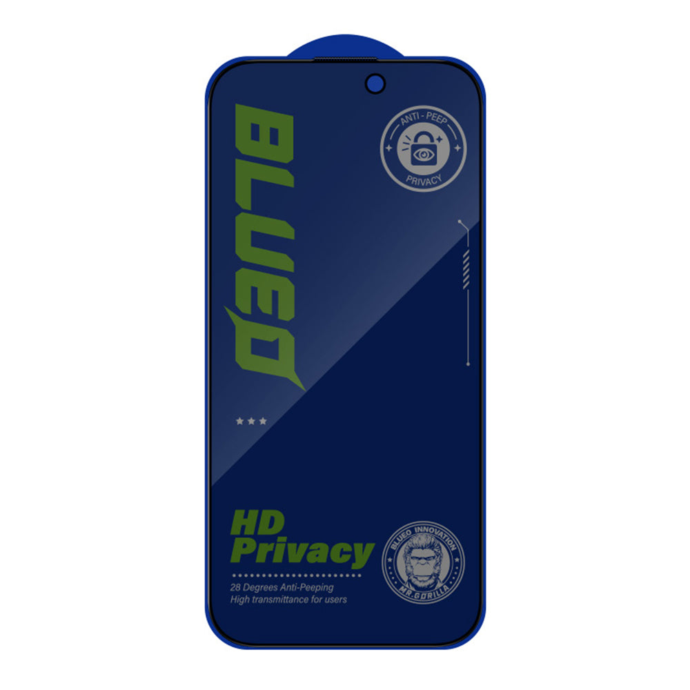 Privacy Screen Protector Blueo Anti-Peep for Apple iPhone 16 / 15, Tempered Glass, Full Glue