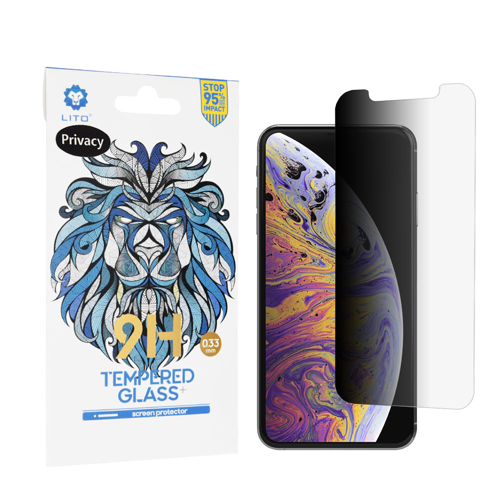 Lito Classic Privacy Screen Protector Film for Apple iPhone 11 Pro Max / XS Max, Tempered Glass, Full Glue, 2.5D