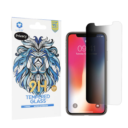 Lito Classic Privacy Screen Protector for Apple iPhone 11 Pro / XS / X, Tempered Glass, Full Glue, 2.5D