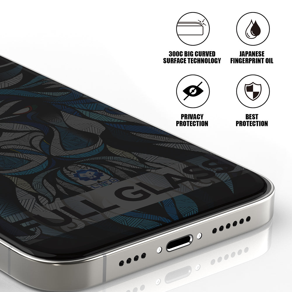 Privacy Screen Protector Lito D+ Max 300C for Apple iPhone 15 Plus, Tempered Glass, Full Glue
