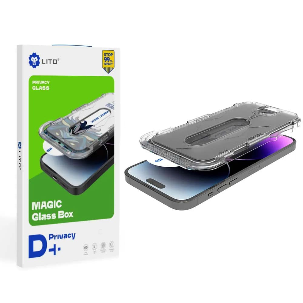 Privacy Screen Protector Lito Magic Glass Box D+ Tools for Apple iPhone 11 Pro Max, Tempered Glass, Full Glue