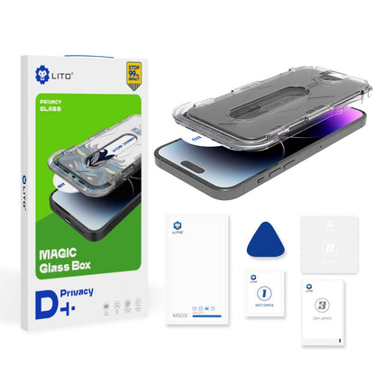 Privacy Screen Protector Lito Magic Glass Box D+ Tools for Apple iPhone XS Max, Tempered Glass, Full Glue