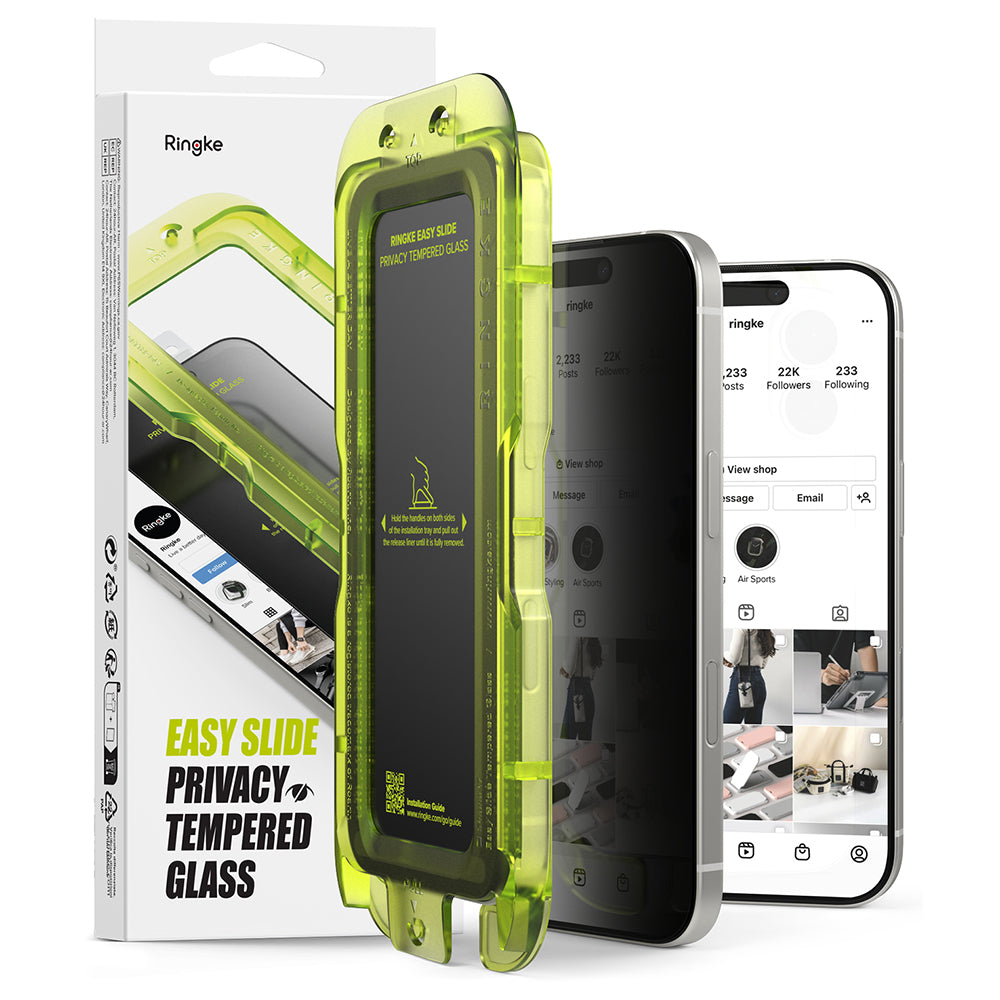 Privacy Screen Protector Ringke Easy Slide for Apple iPhone 17 Air, Tempered Glass, Full Glue, Set of 2 pieces