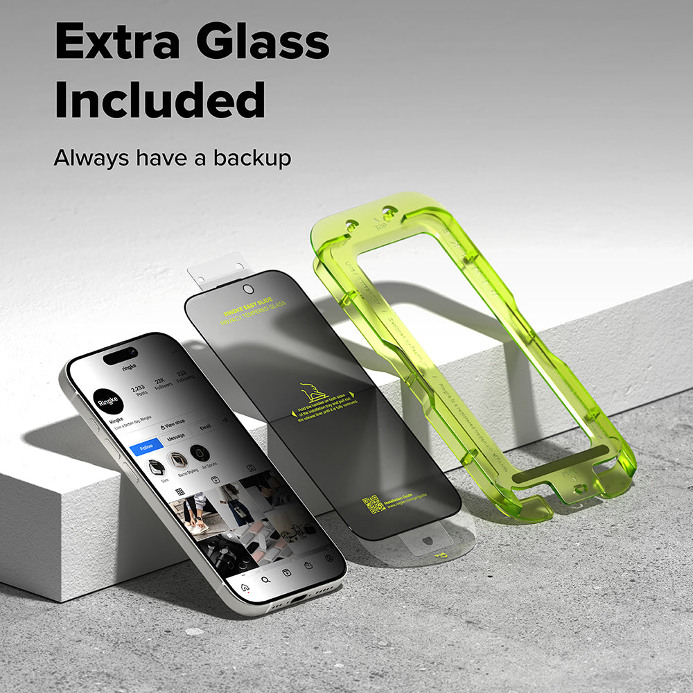 Privacy Screen Protector Ringke Easy Slide for Apple iPhone 17 Pro Max, Tempered Glass, Full Glue, Set of 2 pieces