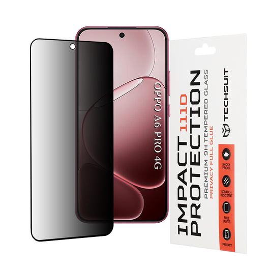 Privacy Techsuit Screen Protection Film for Oppo A6 Pro 5G / A6 Pro 4G, Tempered Glass, Full Glue, 111D