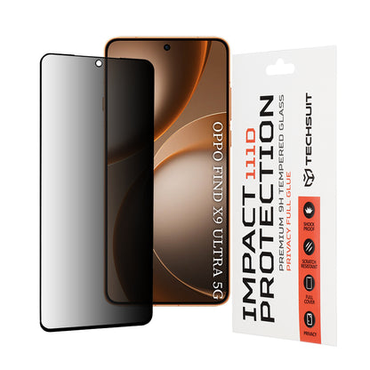 Privacy Techsuit Screen Protector Film for Oppo Find X9 Ultra, Tempered Glass, Full Glue, 111D