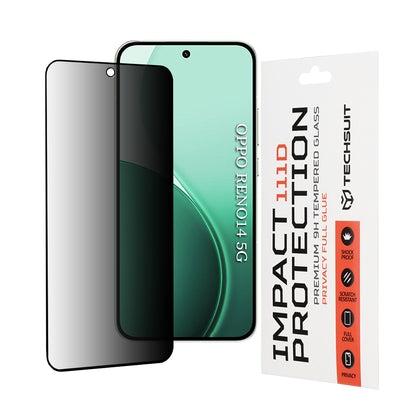 Privacy Techsuit Screen Protector for Oppo Reno14, Tempered Glass, 111D
