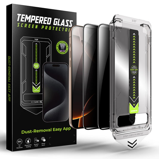 Privacy Screen Protector Techsuit TitanGlass for Apple iPhone 17e / 16e / 14 / 13 Pro, Tempered Glass, Full Glue, Set of 2 pieces