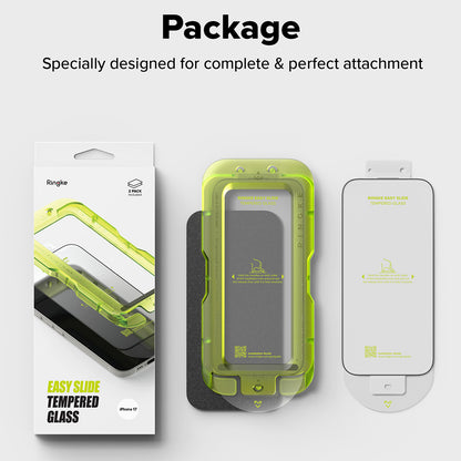 Ringke Easy Slide Screen Protector for Apple iPhone 17 Pro Max, Tempered Glass, Full Glue, Set of 2 pieces