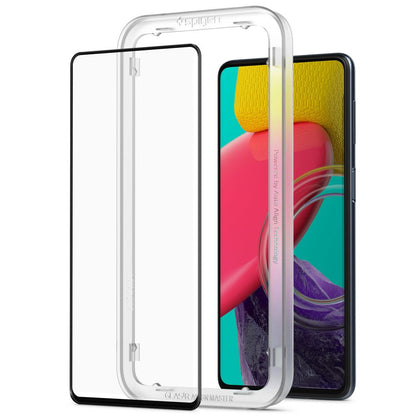 Spigen GlastR Align Master Screen Protector for Samsung Galaxy M53 M536, Tempered Glass, Full Glue, Black
