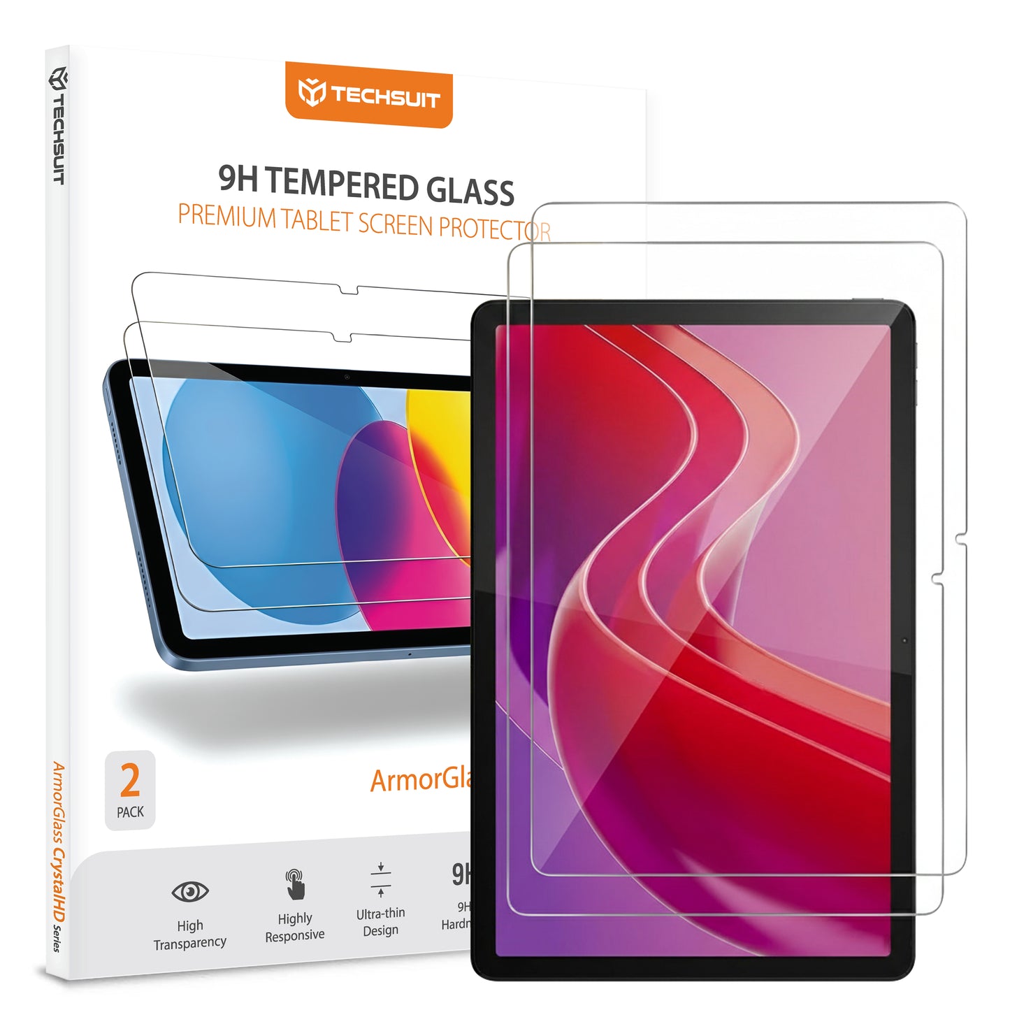 Techsuit ArmorGlass CrystalHD Screen Protector for Lenovo Tab M11, Tempered Glass, Full Glue, Set of 2 Pieces