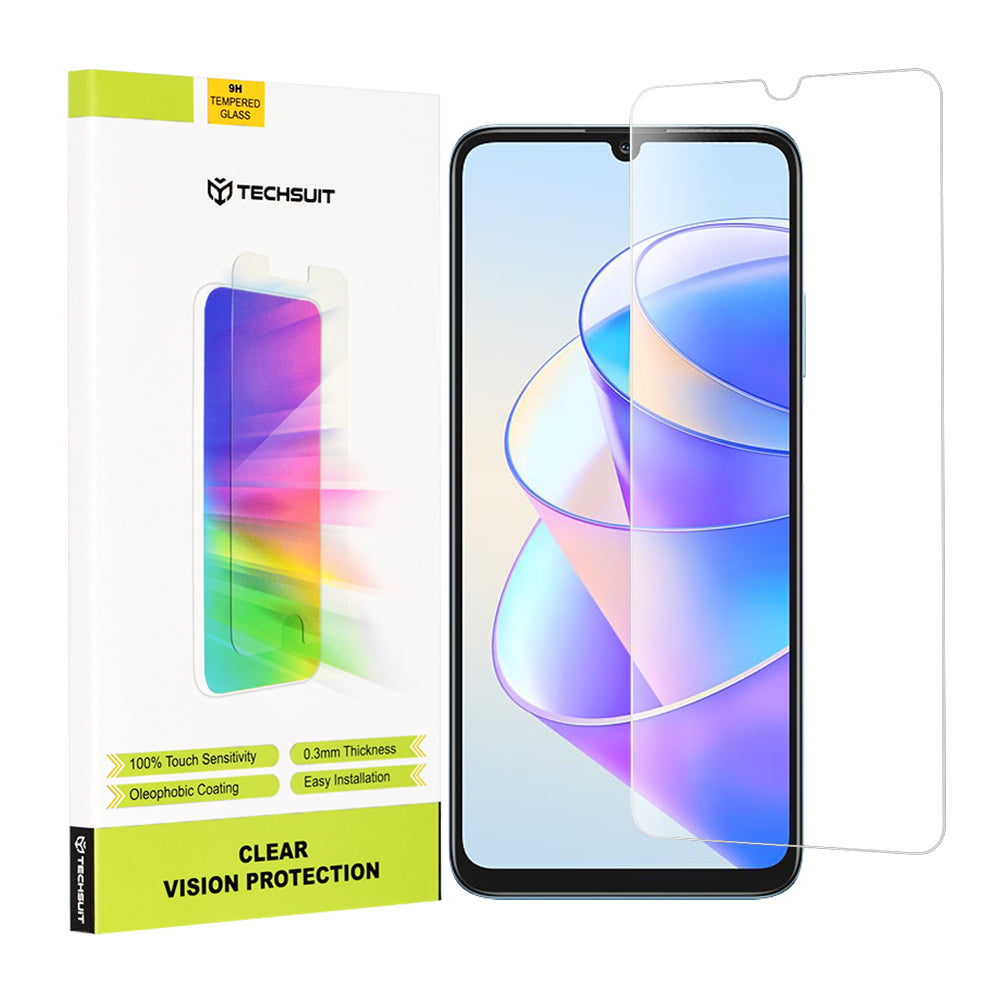 Techsuit Clear Vision Screen Protector for Honor X7a, Tempered Glass, Full Glue