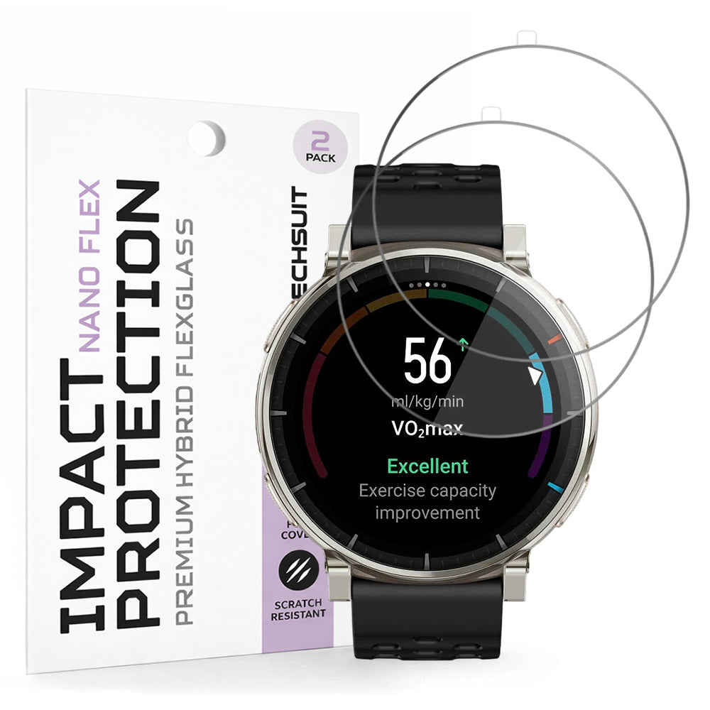 Techsuit Nano Flex Screen Protector for Amazfit Active 3 Premium, Plastic, Set of 2 pieces, Black