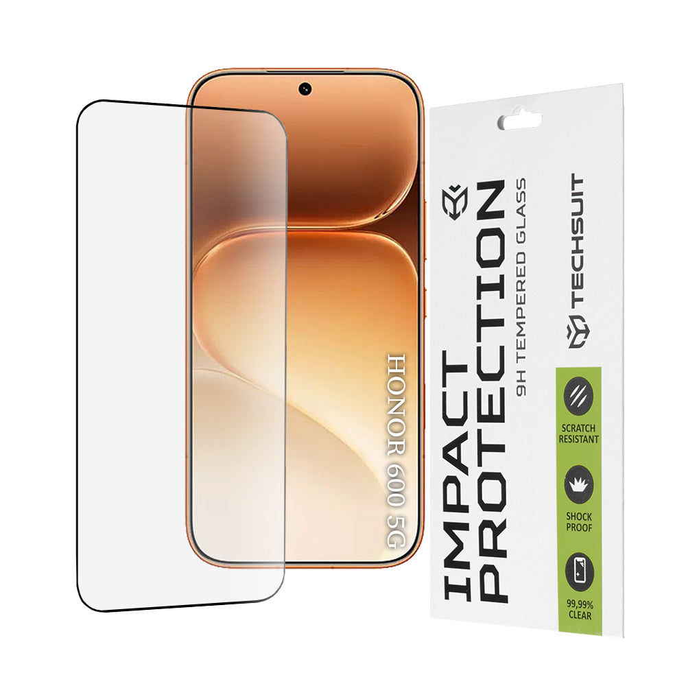 Techsuit Screen Protector Film for Honor 600 Pro / 600, Tempered Glass, Full Glue, 111D, Black