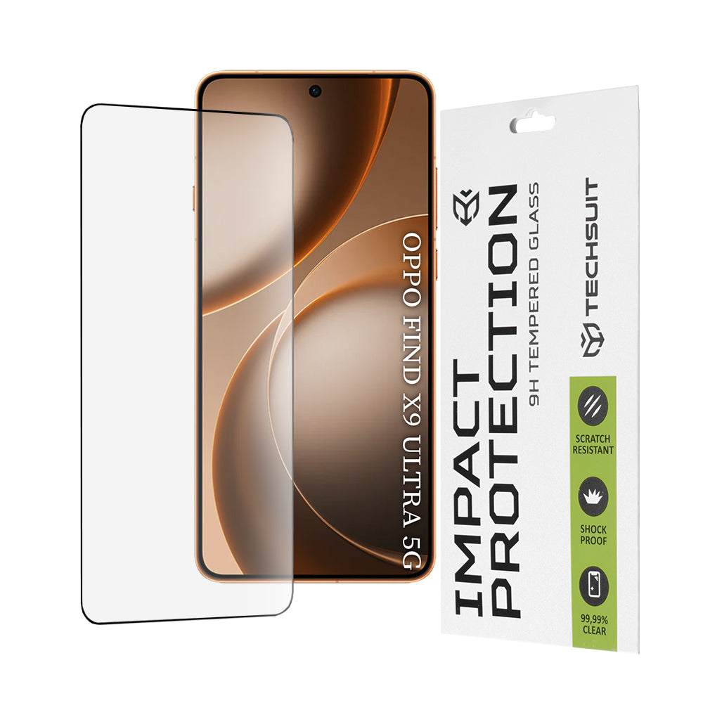 Techsuit Screen Protector Film for Oppo Find X9 Ultra, Tempered Glass, Full Glue, 111D, Black
