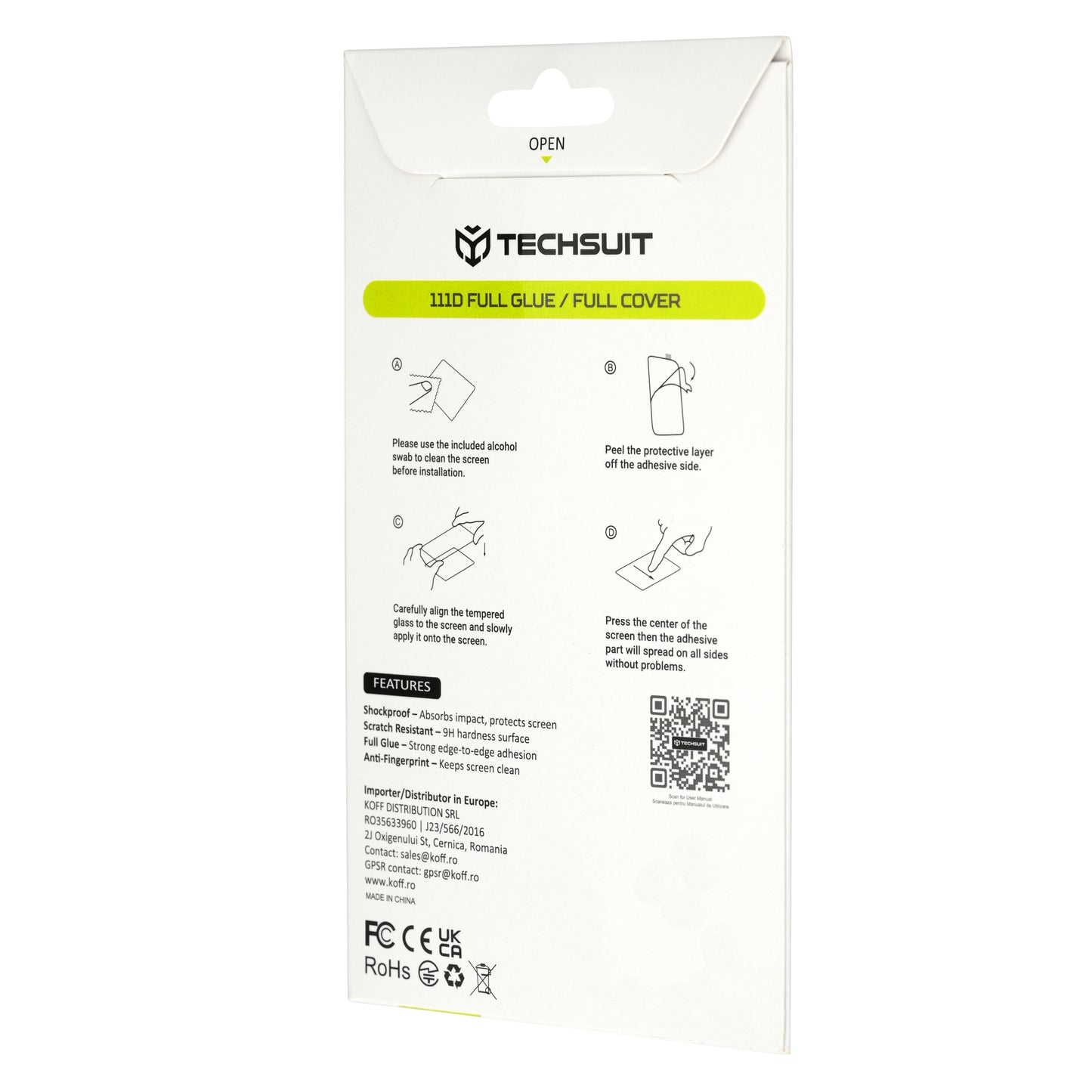 Techsuit Screen Protector for Realme 16, Tempered Glass, Full Glue, 111D, Black