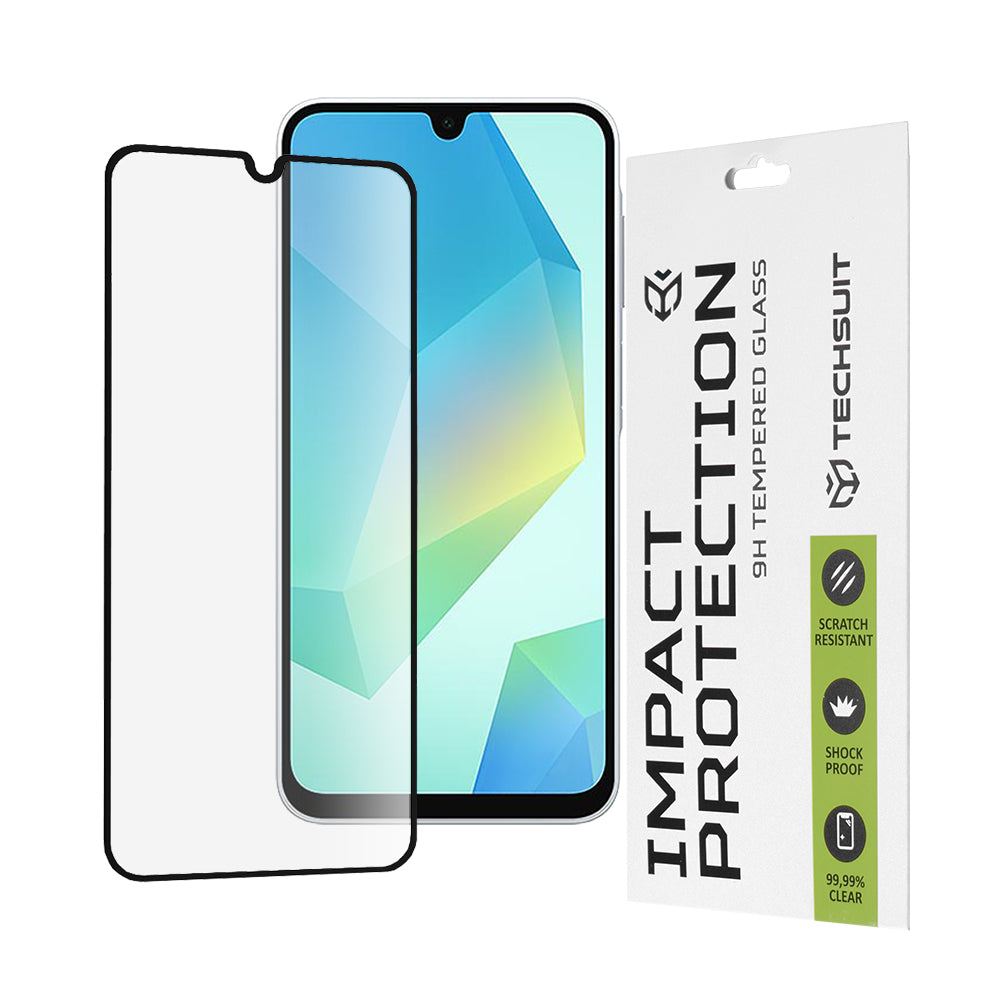 Techsuit Screen Protector Film for Samsung Galaxy A17 4G / A17 5G / A16 5G A166 / A16 4G A165, Tempered Glass, Full Glue, 111D, Black