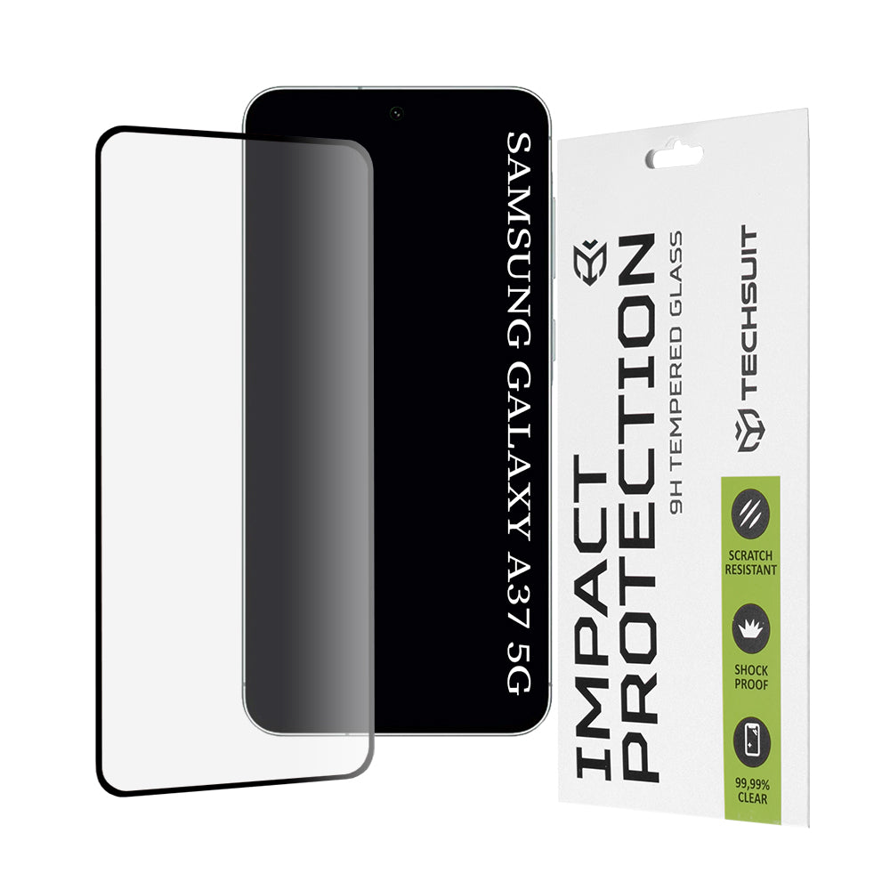 Techsuit Screen Protector for Samsung Galaxy A37 5G, Tempered Glass, Full Glue, 111D, Black