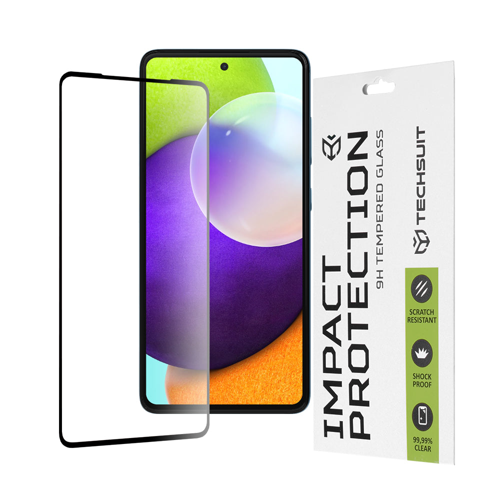 Techsuit Screen Protector Film for Samsung Galaxy A52s 5G A528 / A52 5G A526 / A52 A525, Tempered Glass, Full Glue, 111D, Black