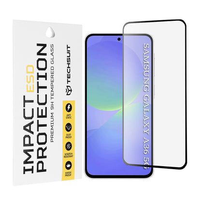 Techsuit Screen Protector Film for Samsung Galaxy A56 A566 / A36 A366, Tempered Glass, Full Glue, Black