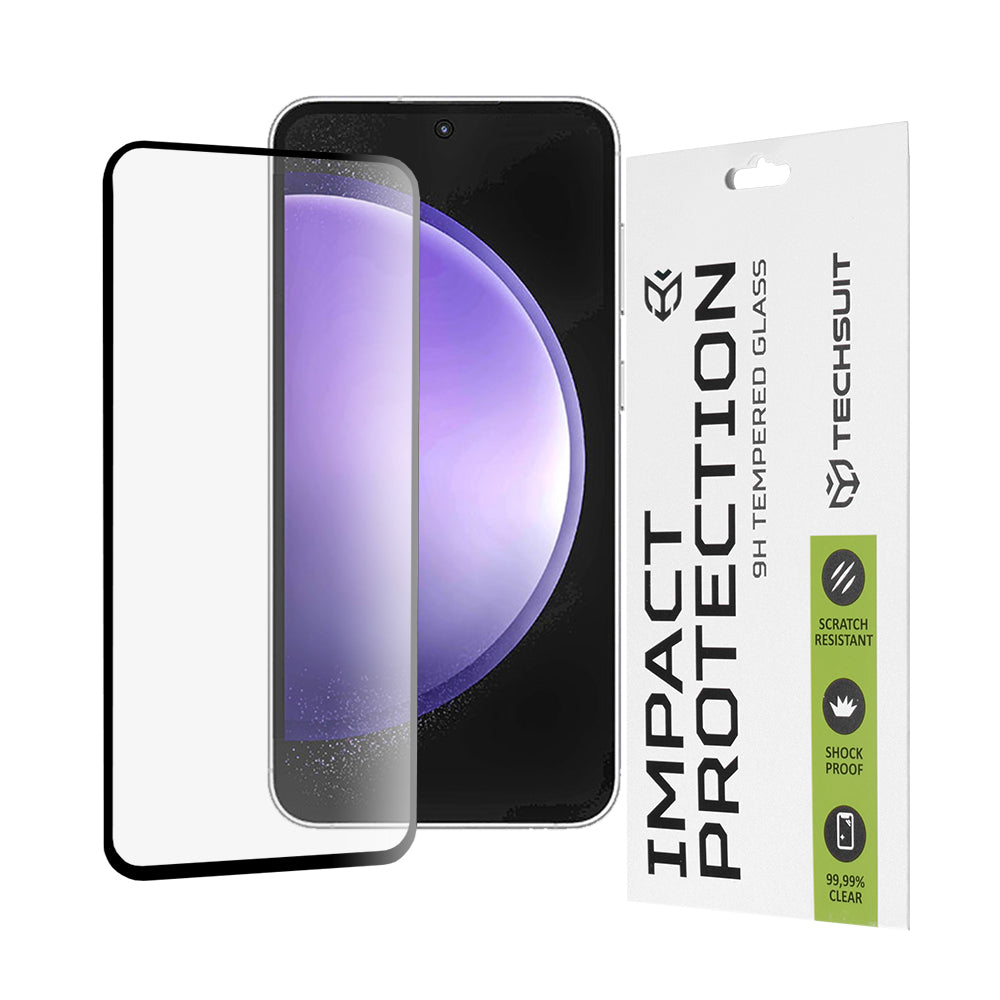 Techsuit Screen Protector Film for Samsung Galaxy S23 FE S711, Tempered Glass, Full Glue, 111D, Black