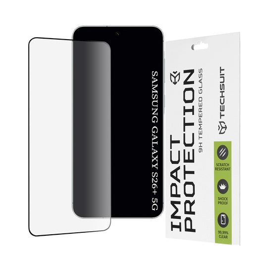 Techsuit Screen Protector for Samsung Galaxy S26 Plus, Tempered Glass, Full Glue, 111D, Black