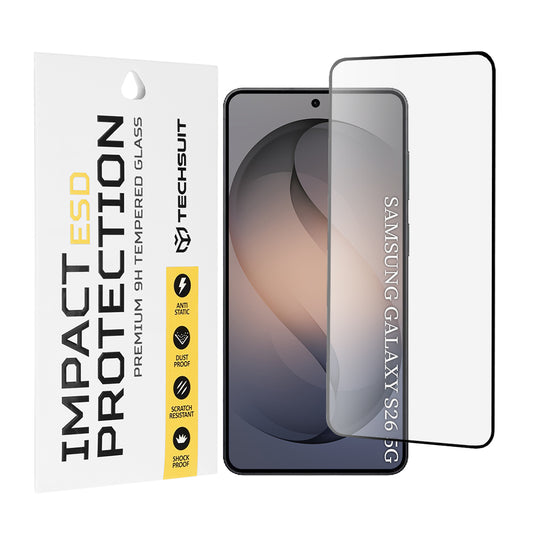 Techsuit Screen Protector for Samsung Galaxy S26, Tempered Glass, Full Glue, Black