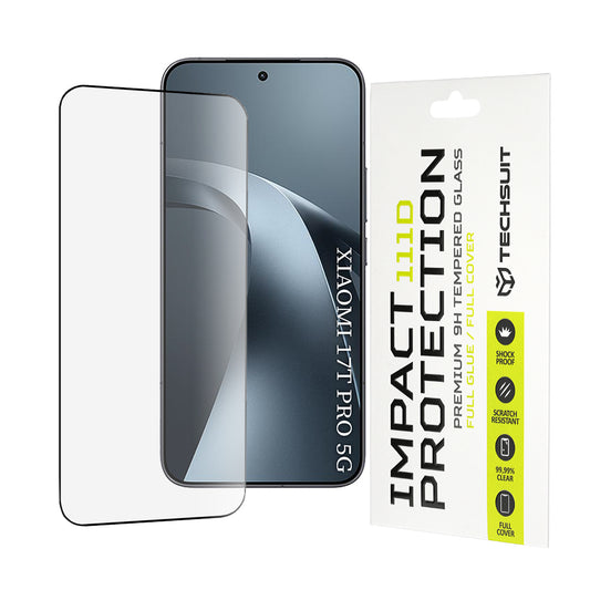 Techsuit Screen Protector Film for Xiaomi 17T Pro, Tempered Glass, Full Glue, 111D, Black