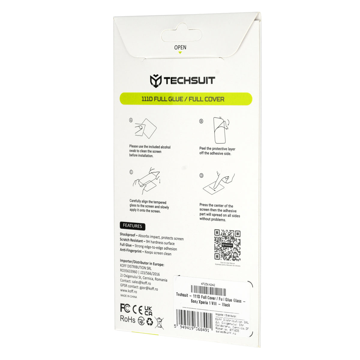 Techsuit Screen Protector Film for Xiaomi 17T Pro, Tempered Glass, Full Glue, 111D, Black