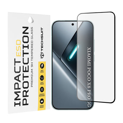 Techsuit Screen Protector Film for Xiaomi Poco X8 Pro, Tempered Glass, Full Glue, Black