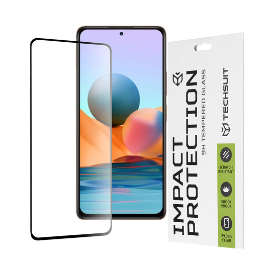 Techsuit Screen Protector Film for Xiaomi Redmi Note 10 Pro Max / Note 10 Pro, Tempered Glass, Full Glue, 111D, Black