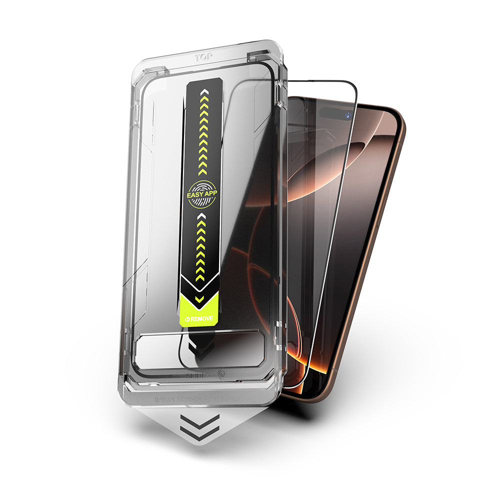 Techsuit TitanGlass Screen Protector for Apple iPhone 16 Plus / 15 Plus, Tempered Glass, Full Glue, Set of 2 pieces, Black