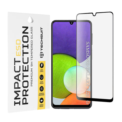 Techsuit Screen Protector Film for Samsung Galaxy A22 A225, Tempered Glass, Black