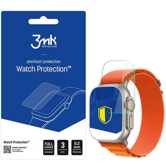 3MK FlexibleGlass Protective Film for Apple Watch Ultra / Ultra 2 Series, Set of 3 pieces, Flexible Glass