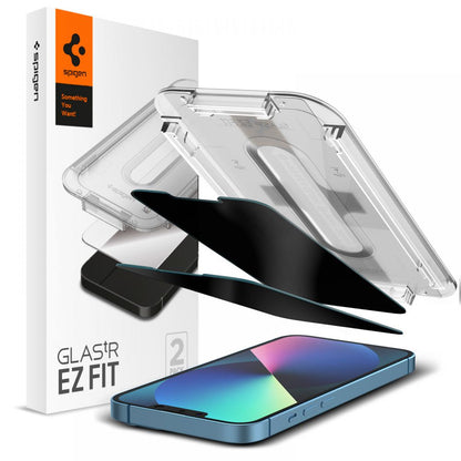 Spigen GlastR EZ FIT Privacy Screen Protector for Apple iPhone 17e / 16e / 14 / 13 Pro, Tempered Glass, Full Glue, Set of 2 pieces AGL03388