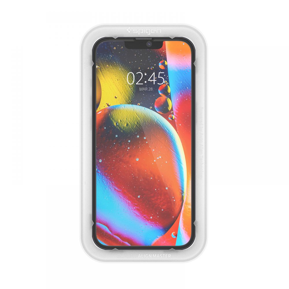 Spigen GlastR Align Master Screen Protector for Apple iPhone 17e / 16e / 14, Tempered Glass, Full Glue, Set of 2 pieces, Black AGL03387