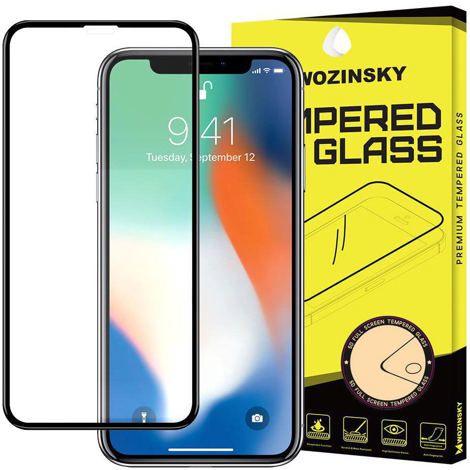 WZK Screen Protector Film for Apple iPhone 11 / XR, Tempered Glass, Full Glue, Black