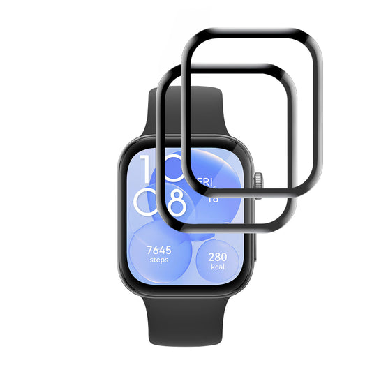 Techsuit Nano Flex Protection Film for Huawei Watch Fit 3, Set of 2 Pieces, Plastic, Black