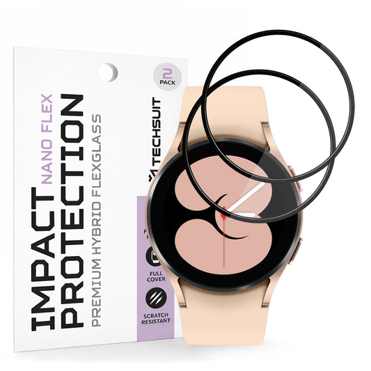Techsuit Nano Flex Protection Film for Samsung Galaxy Watch4 40mm, Set of 2 Pieces, Plastic, Black