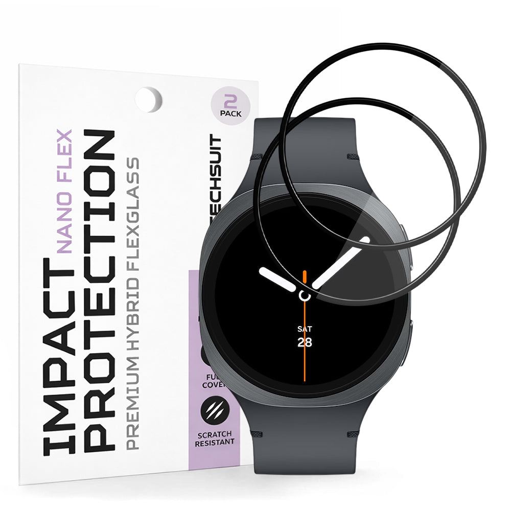 Techsuit Nano Flex Protection Film for Samsung Galaxy Watch8 40mm, Set of 2 pieces, Plastic, Black