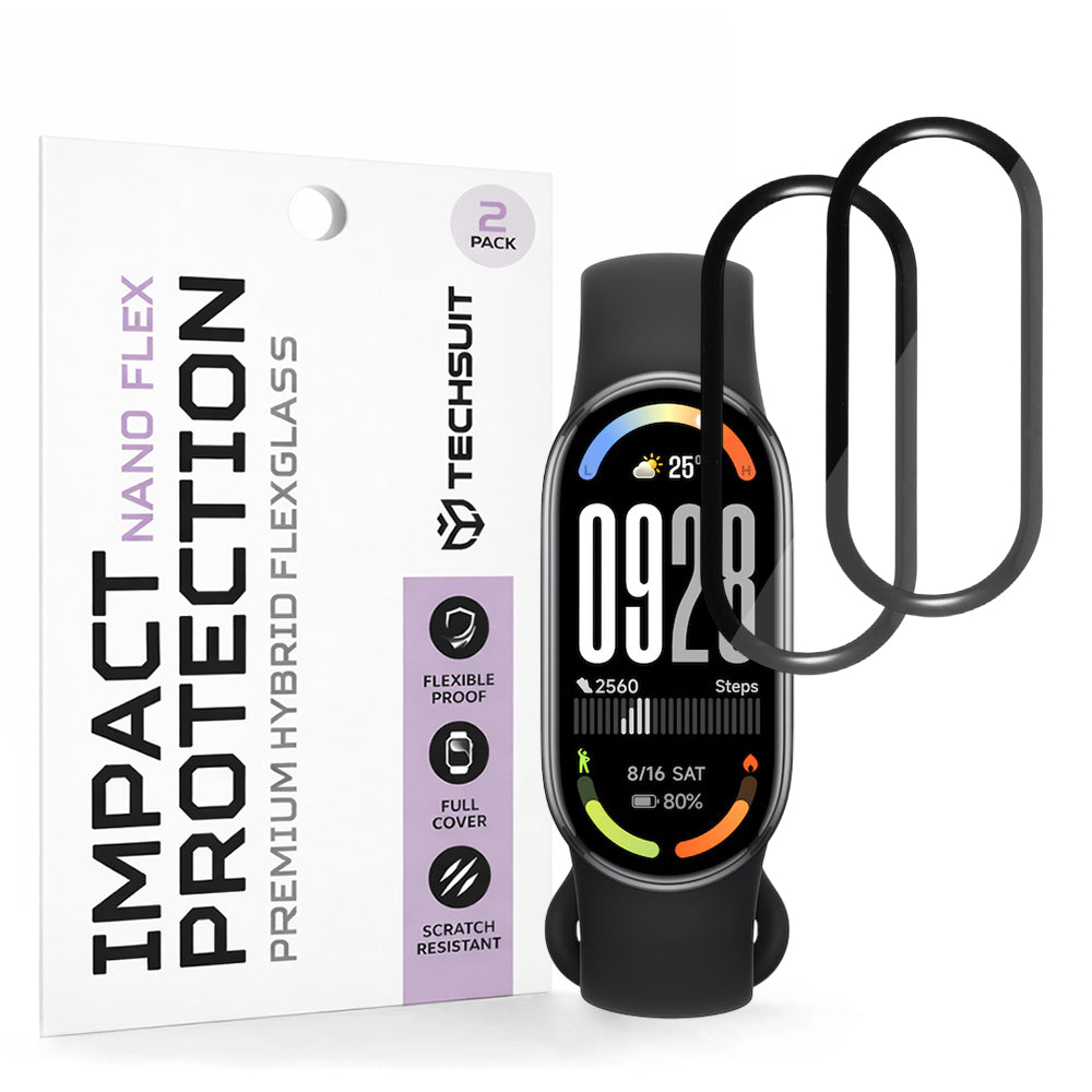 Techsuit Nano Flex Protection Film for Xiaomi Smart Band 10, Set of 2 pieces, Plastic, Black