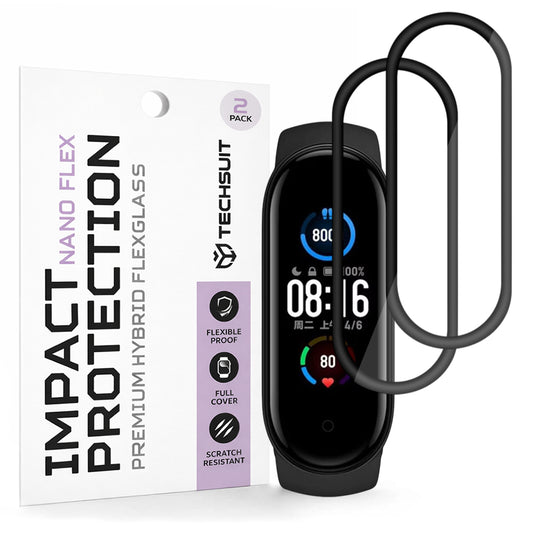 Techsuit Nano Flex Protection Film for Xiaomi Smart Band 6 / 5, Set of 2 pieces, Plastic, Black