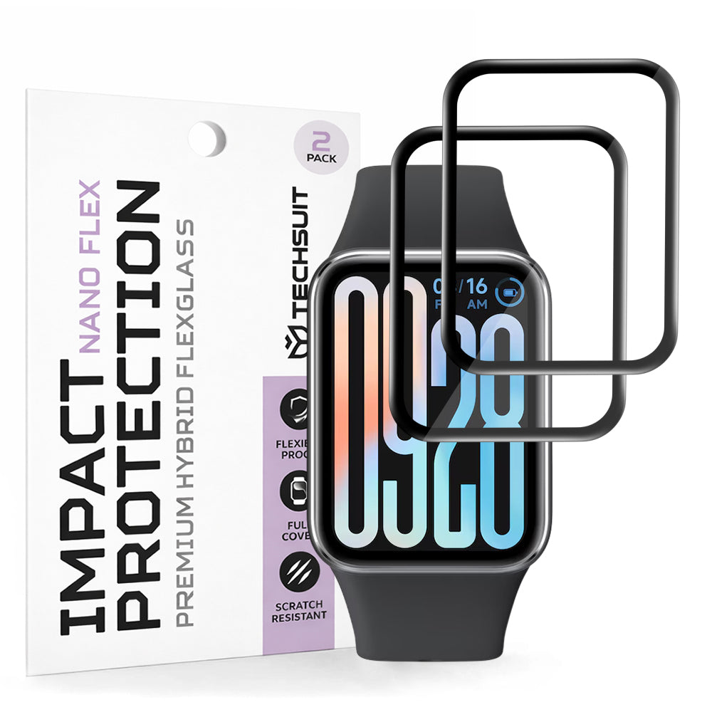 Techsuit Nano Flex Protection Film for Xiaomi Smart Band 9 Pro, Set of 2 Pieces, Plastic, Black