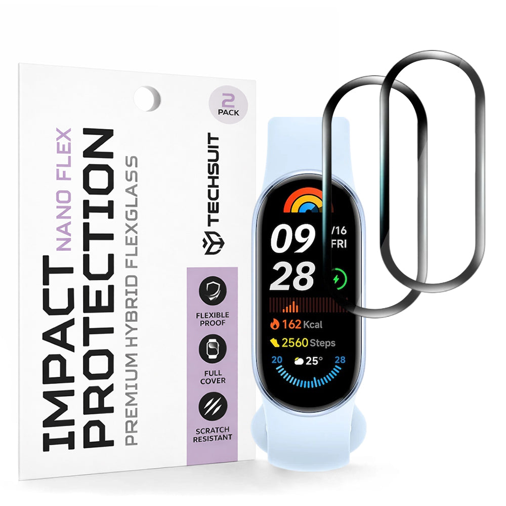 Techsuit Nano Flex Protection Film for Xiaomi Smart Band 9, Set of 2 Pieces, Plastic, Black