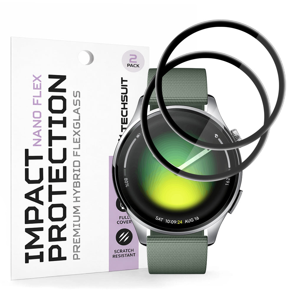 Techsuit Nano Flex Protection Film for Xiaomi Watch 5, Set of 2 Pieces, Plastic, Black