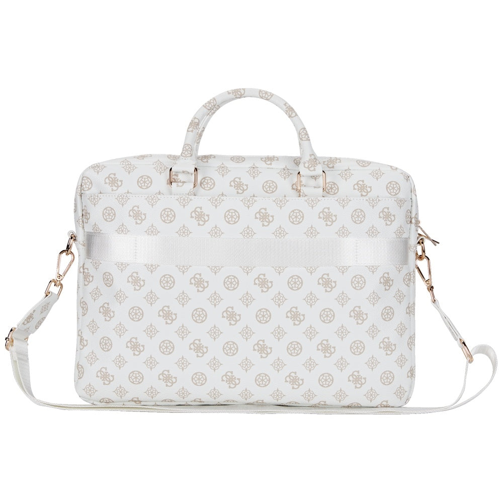 Guess Peony Triangle Logo Bag for 16inch Laptop, White