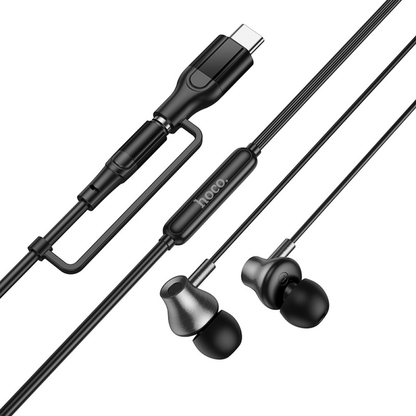 Handsfree 3.5mm / USB-C HOCO M119A, Black