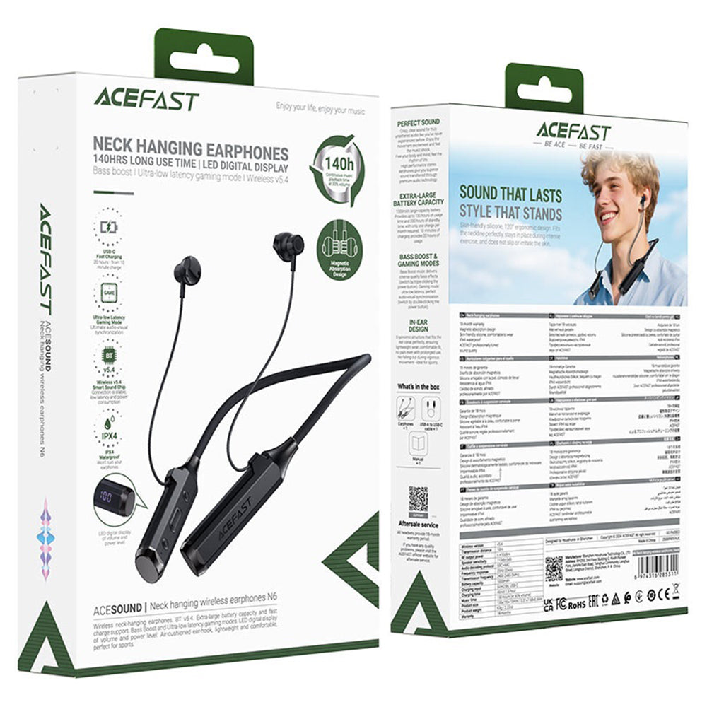 Acefast N6 Bluetooth Handsfree, A2DP, Black