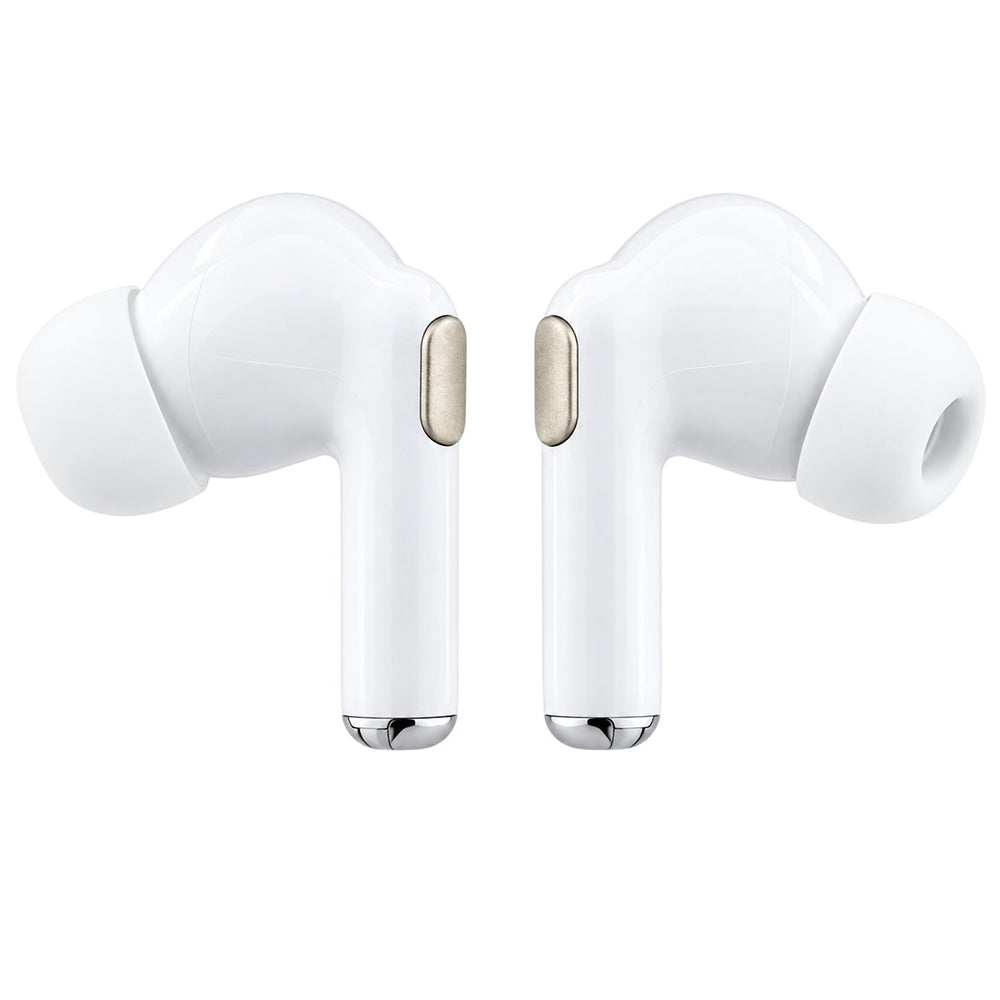 Guess Glossy Gold Line Printed Classic Logo Bluetooth Handsfree, TWS, White